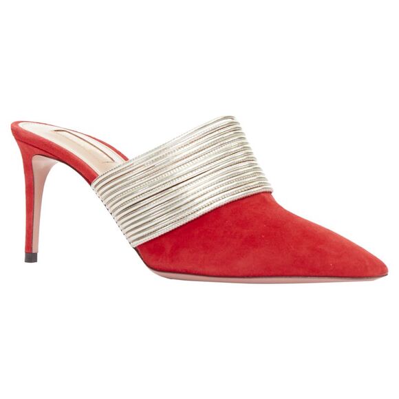 Aquazzura Rendez Vous Gold Tone Multi-Strand Heel Mules - Picture 2 of 6